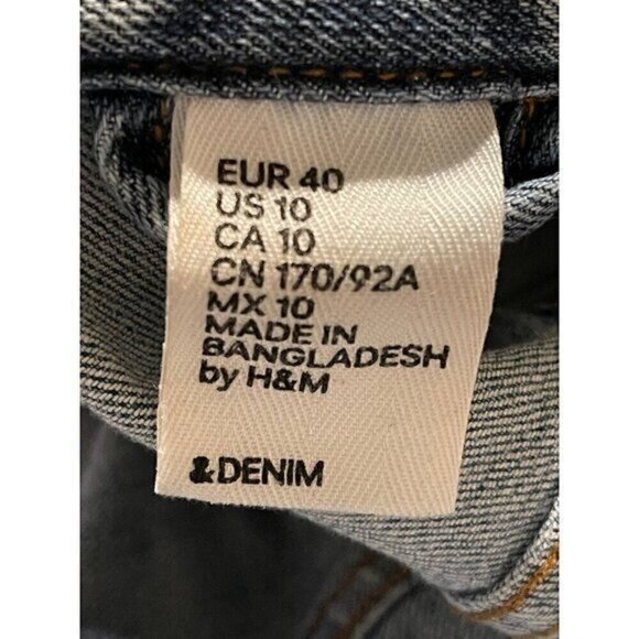 H&M Women’s Jean Jacket Size 10 Blue Distressed Denim Button Up Casual - Picture 5 of 11